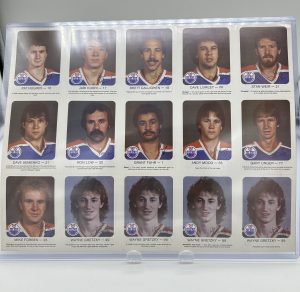 1981-82 Edmonton Oilers Red Rooster Uncut Sheet Gretzky Long Hair